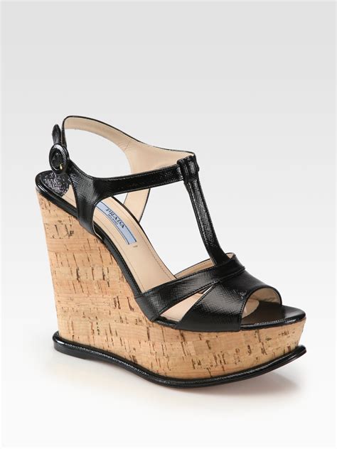 prada wedges 2016|Prada leather platform wedge.